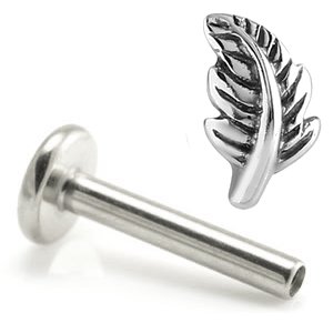 1.2mm Gauge Titanium Labret with Steel Feather - Internally-Threaded