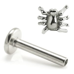 1.2mm Gauge Titanium Labret with Steel Spider - Internally-Threaded