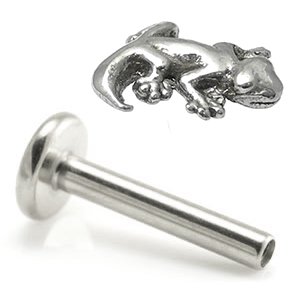 1.2mm Gauge Titanium Labret with Steel Gecko - Internally-Threaded