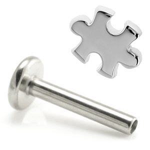 1.2mm Gauge Titanium Labret with Steel Jigsaw Piece - Internally-Threaded