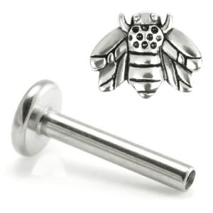 1.2mm Gauge Titanium Labret with Steel Bee - Internally-Threaded