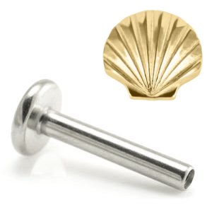 1.2mm Gauge Titanium Labret with Gold Shell - Internally-Threaded