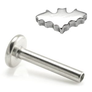 1.2mm Gauge Titanium Labret with Steel Bat - Internally-Threaded