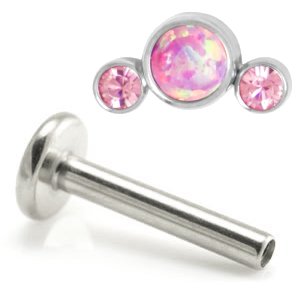 1.2mm Gauge Titanium Jewelled Opal Labret - Internally-Threaded