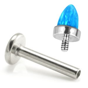 1.2mm Gauge Titanium Labret with Rounded Opal Cone - Internally-Threaded