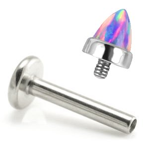 1.6mm Gauge Titanium Labret with Rounded Opal Cone - Internally-Threaded