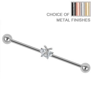 Industrial Scaffold Barbell - Jewelled Butterfly