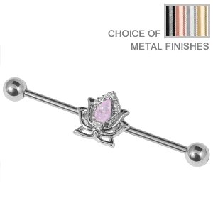 Industrial Scaffold Barbell - Opal Lotus Flower