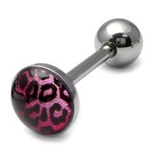 Steel Logo Tongue Bar - Purple Leopard Print