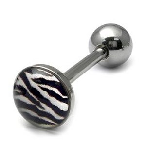 Steel Logo Tongue Bar - White Tiger Print