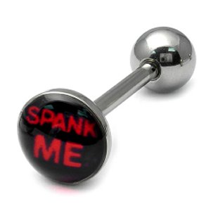 Steel Logo Tongue Bar - Spank Me