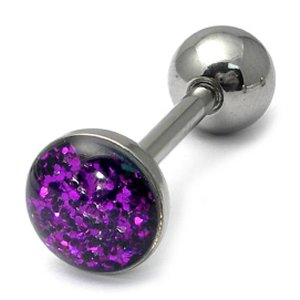 Steel Glitter Sparkle Tongue Bar