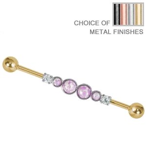 Industrial Scaffold Barbell - Ornate Opal Jewels - Light Pink