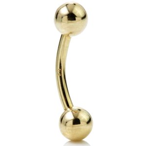 1.6mm Gauge 9 Carat Gold Banana with 4mm Balls