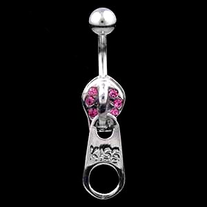 Sterling Silver Zipper Belly Bar