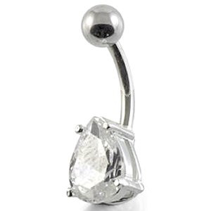 Sterling Silver Teardrop Jewel Belly Bar