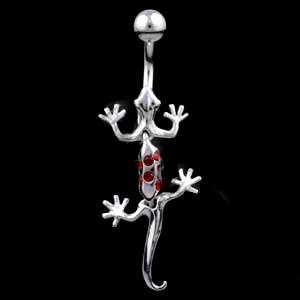 Sterling Silver Moving Gecko Belly Bar