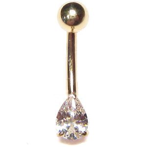 9ct Gold Small Teardrop Belly Bar