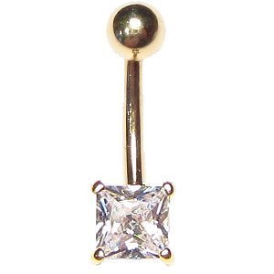 9ct Gold Square Belly Bar
