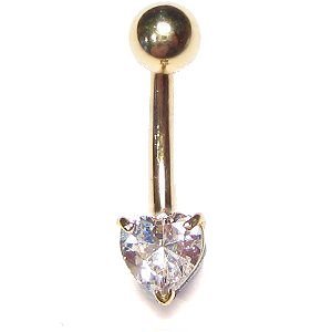 9ct Gold Small Heart Belly Bar