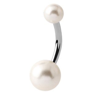 Double Pearl Titanium Belly Bar