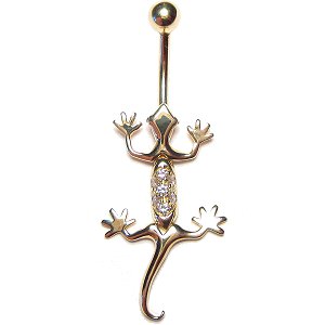 9ct Gold Gecko Belly Bar