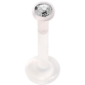 BioFlex Push-on Labret with Clear BioFlex Encased Jewel