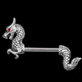 Dragon Nipple Barbell with Tail