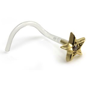 Bioplast & 18ct Gold Nose Stud - Jewelled Star