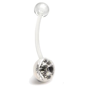 Clear BioFlex Belly Bar - 8mm Circle