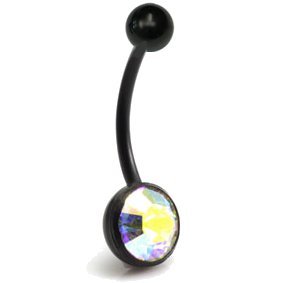 Black BioFlex Belly Bar - 8mm Circle