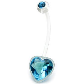 Clear BioFlex Belly Bar - Heart