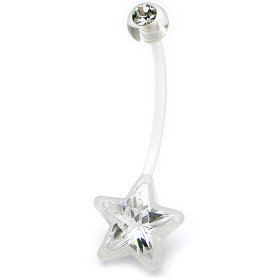 Clear BioFlex Belly Bar - Star