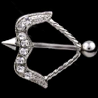 Jewelled Bow & Arrow Nipple Barbell