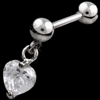 Dangly Ear Bar - Jewelled Heart