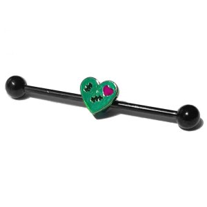 Industrial Scaffold Barbell - Metallic Green Zombie Heart