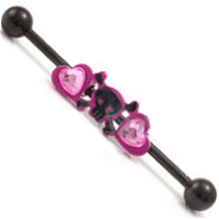 Industrial Scaffold Barbell - Pink Skull & Hearts