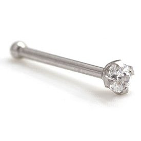 9ct White Gold Jewelled Nose Bone