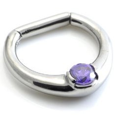 Single Jewel Steel Septum Clicker Ring