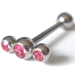 1.2mm Gauge Steel Triple Gem Barbell