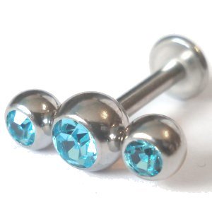 1.6mm Gauge Steel Triple Gem Labret