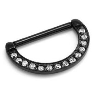 Jewelled PVD Black Nipple Clicker