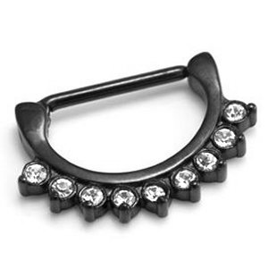 Jewelled PVD Black Nipple Clicker