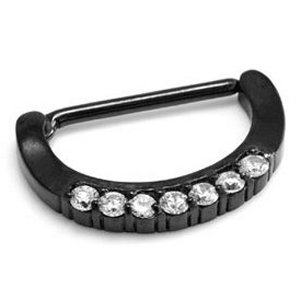 Jewelled PVD Black Nipple Clicker