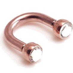 PVD Rose Gold Jewelled U-Shaped Barbell
