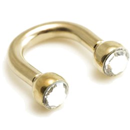 PVD Gold Jewelled U-Shaped Barbell