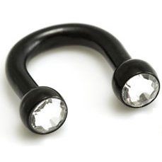 PVD Black Jewelled U-Shaped Barbell