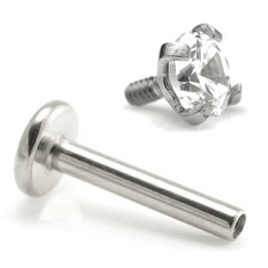 1.2mm Gauge Titanium Claw-Set Jewel Labret - Internally-Threaded