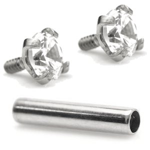 1.2mm Gauge Titanium Claw Set Jewel Barbell - Internally-Threaded