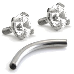 1.2mm Gauge Titanium Claw Set Jewel Banana - Internally-Threaded